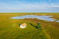 KÃârÃÂ¶s-Maros National Park, Hungary. Famous sodic lake with lookout tower.